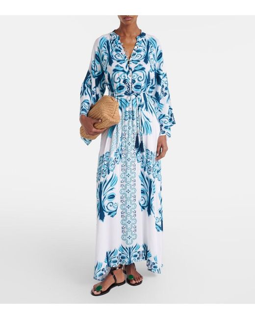 Melissa Odabash Blue Amity Printed Kaftan