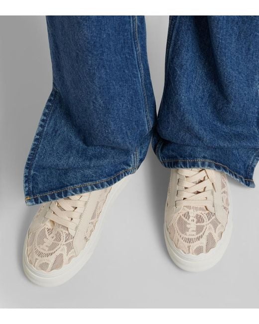 Chloé Natural Chloé 'Lauren' Low-Top Sneakers