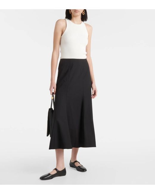 Co. Black Wool-Blend Midi Skirt