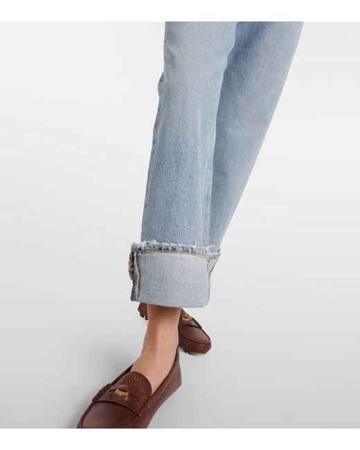 Agolde Blue Mid-Rise Straight Jeans Fran