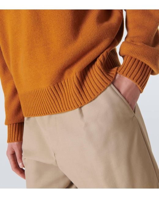 FRAME Orange Crewneck Cashmere Sweater for men