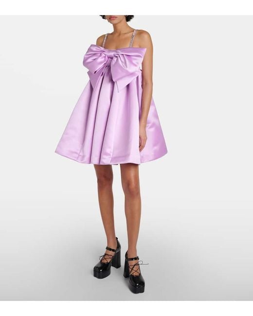 Vestido corto de saten duquesa con lazo Nina Ricci de color Purple