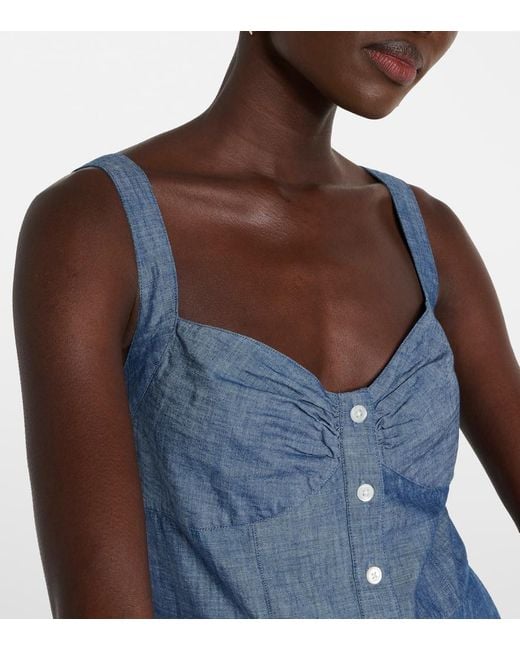 Polo Ralph Lauren Blue Maxikleid Aus Baumwoll-Chambray