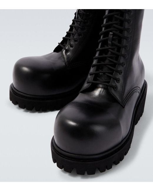 Balenciaga Stomper Leather Boots in Black for Men | Lyst