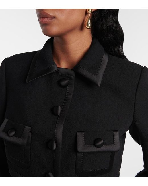Dolce & Gabbana Black Cropped Wool And Silk-Blend Jacket