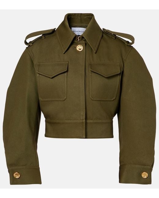 Givenchy Green Cropped Cotton And Wool Jacket