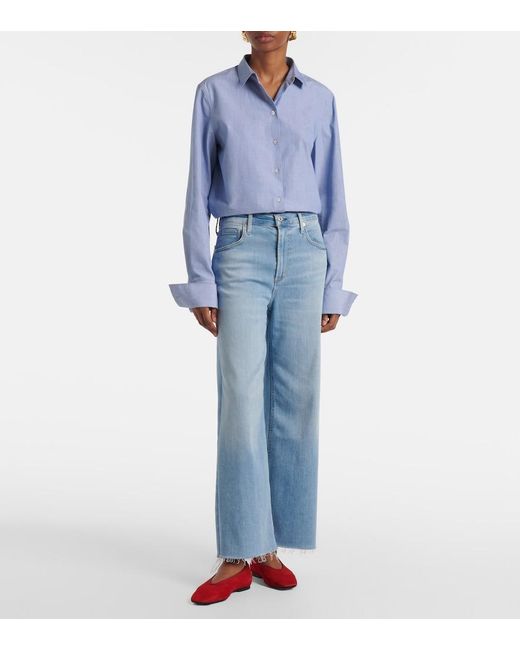 Citizens of Humanity Blue Lyra Cropped Wide-Leg Jeans