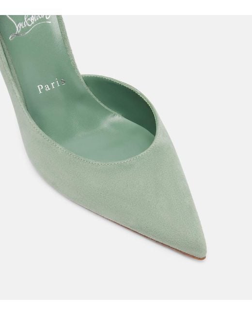 Christian Louboutin Green Iriza 85 Suede Pumps
