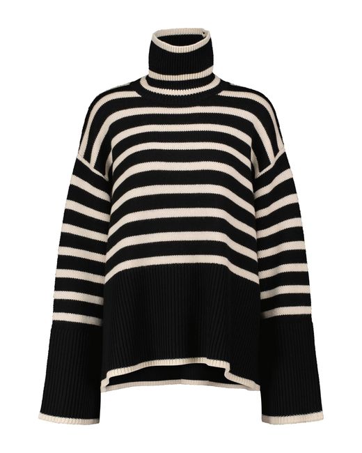 Striped Roll-neck Wool-blend Sweater MATCHESFASHION Women Clothing Sweaters Turtlenecks Black Stripe Womens 
