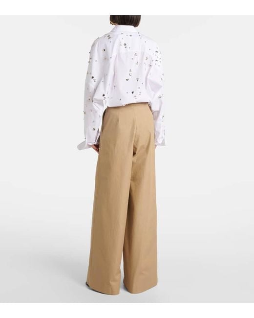 Dries Van Noten Natural Weite Low-Rise-Hose Aus Baumwoll-Twill