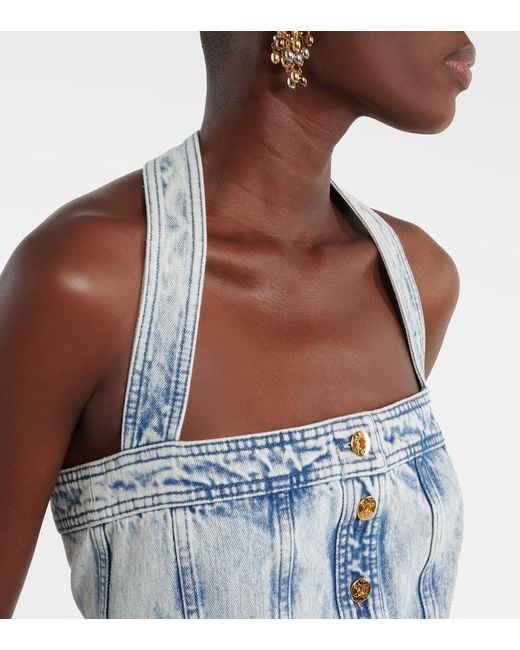 Patou Blue Halterneck Denim Minidress