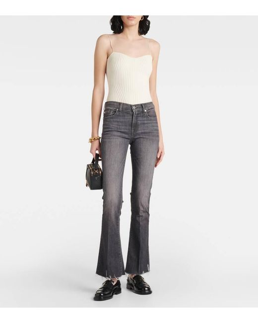 7 For All Mankind Gray Mid-Rise Bootcut Jeans