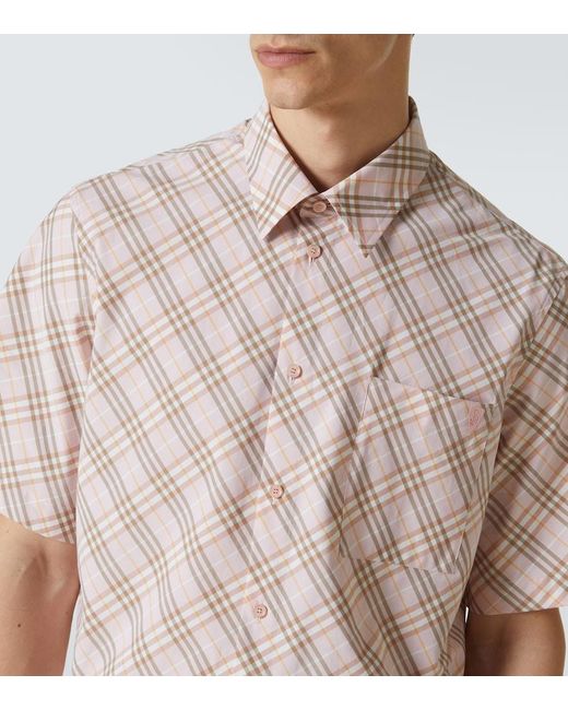 Burberry Natural Check Cotton Bowling Shirt for men
