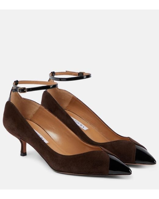 Aquazzura Brown Pinot 50 Suede Pumps