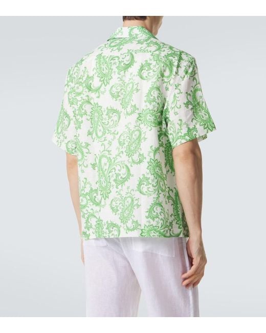 Etro Green Paisley Linen Shirt for men
