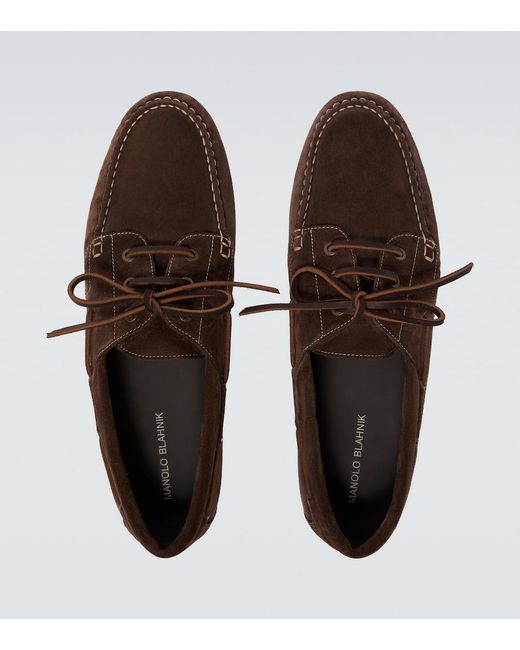 Manolo Blahnik Brown Marino Suede Loafers for men