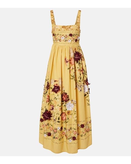 Robe Longue Barbara En Coton A Fleurs Agua Bendita en coloris Metallic