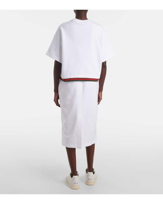Gucci White Cropped-Top Web Stripe Aus Baumwoll-Jersey