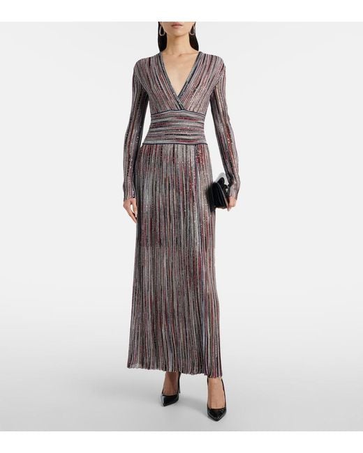 Missoni Gray Striped Lame Maxi Dress