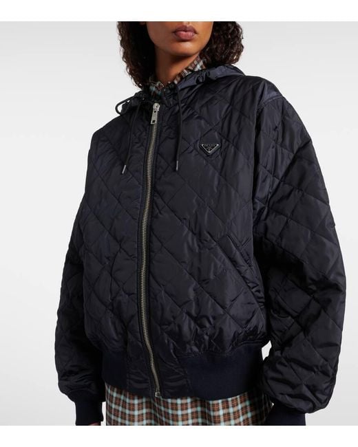 Chaqueta Acolchada Con Capucha Prada de color Blue