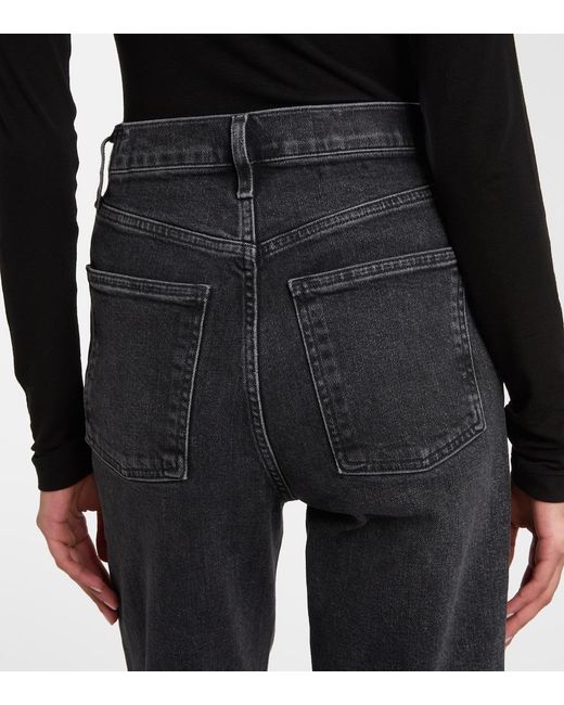 Agolde Black 90's Pinch Waist Crop Straight Jeans