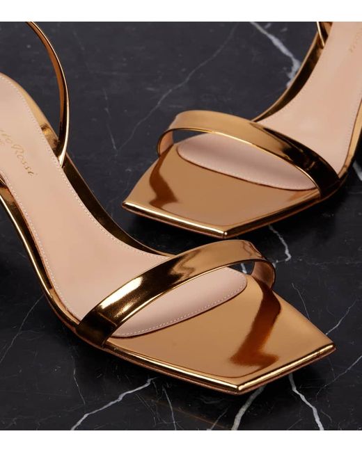 Gianvito Rossi Natural Ribbon 55 Metallic Leather Sandals