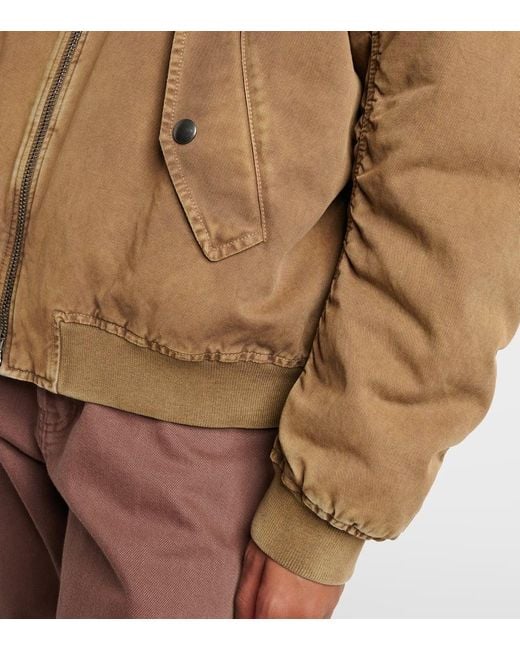 Chaqueta Bomber De Gabardina De Algodon Miu Miu de color Brown