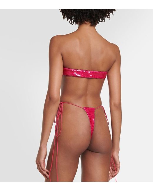 LAQUAN SMITH White Sequined Side-Tie Panties