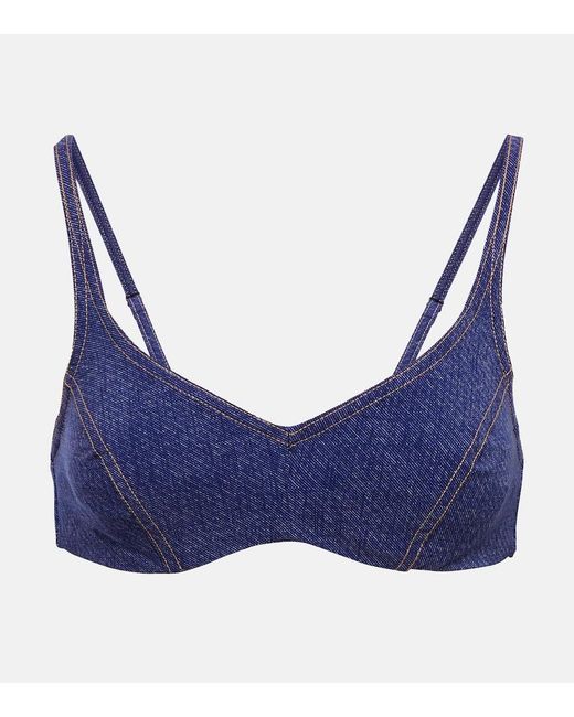 Karla Colletto Blue Indi Underwired Bikini Top