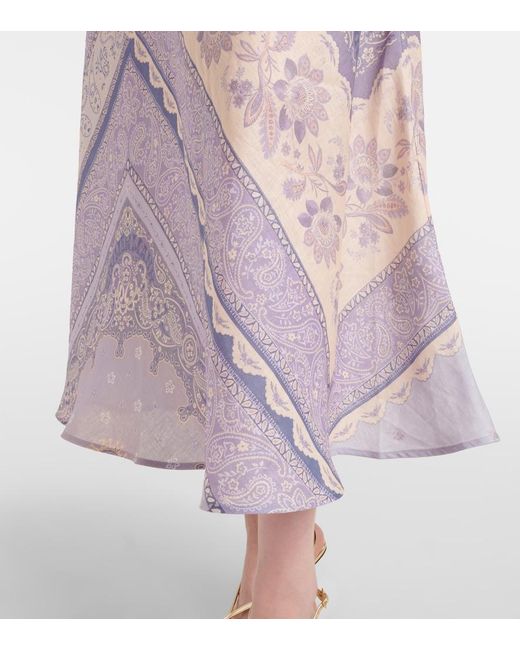 Zimmermann Purple Printed Lucky Bias Maxi Skirt