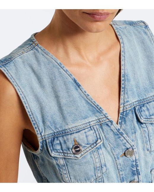 Ganni Blue Peplum Denim Top