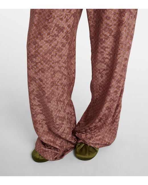 Dries Van Noten Multicolor Belted Printed Wide-Leg Pants