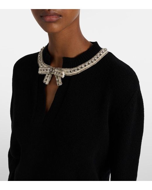 Valentino Black Sequined Virgin Wool Sweater