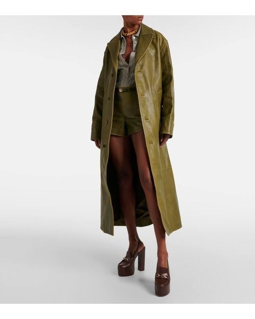Gucci Green Mantel Aus Leder