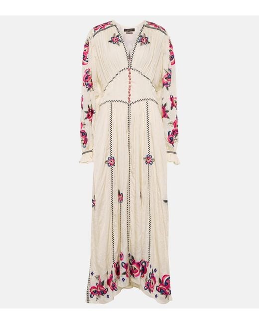 Isabel Marant Natural Moyrae Floral Silk Maxi Dress