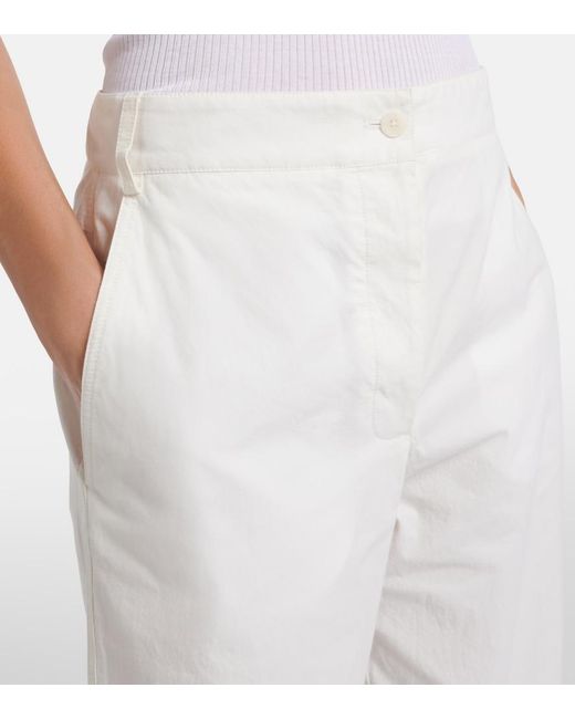 The Row White Fael Cotton Poplin Straight Pants
