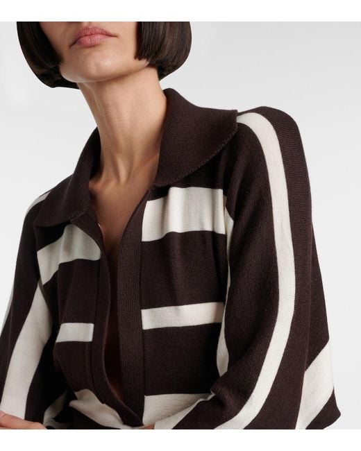 Proenza Schouler Black Solana Striped Wool And Silk Maxi Dress