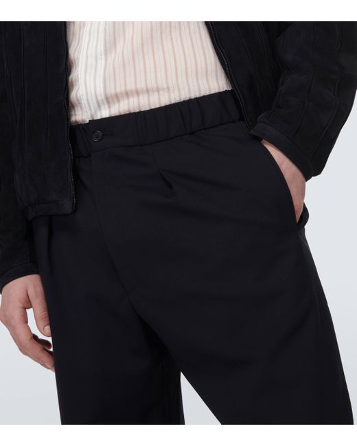 Giorgio Armani Blue Mid-rise Virgin Wool Straight Pants for men