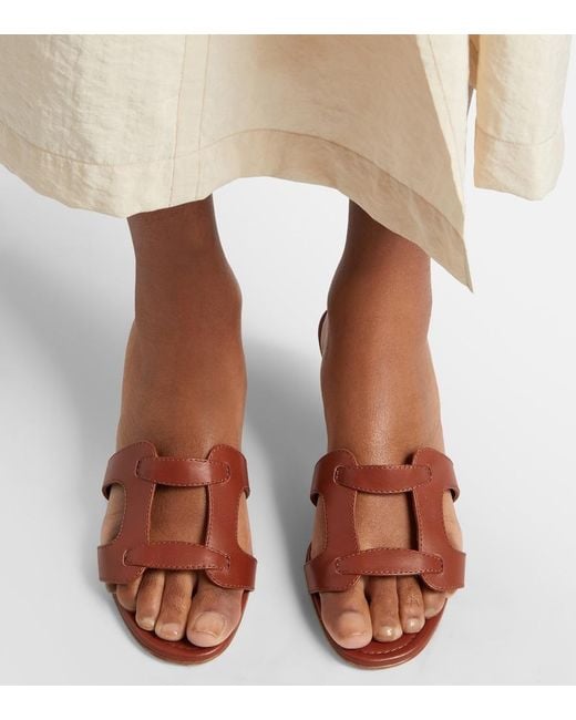 Manolo Blahnik Brown Grellanu 50 Leather Mules