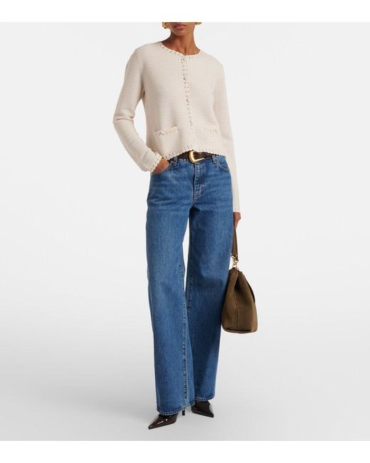 FRAME Natural Crochet-Trimmed Wool-Blend Jacket