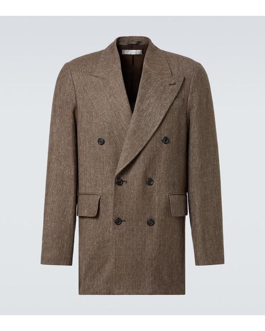 Our Legacy Brown Sharp Db Linen And Cotton Blazer for men