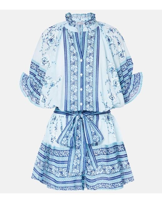 Juliet Dunn Blue Printed Cotton Beach Dress