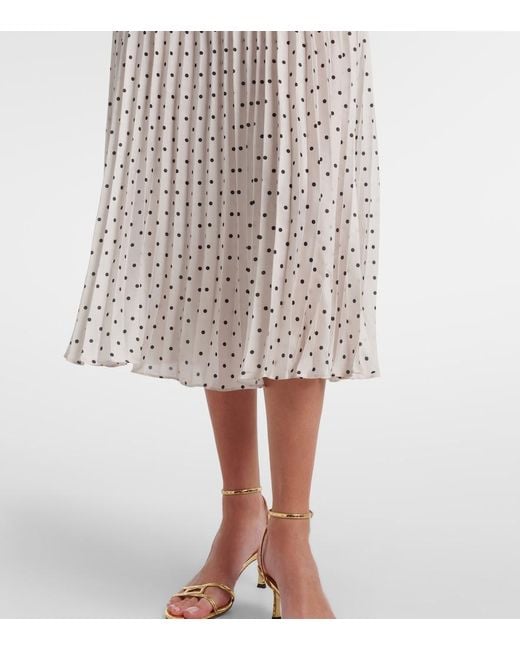 Self-Portrait White Belted Polka-Dot Pleated Midi Dress