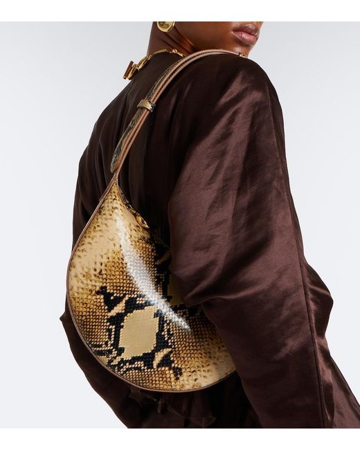 Joseph Metallic Bean Snake-Effect Leather Shoulder Bag