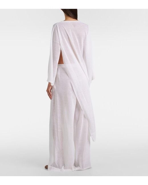 Alaïa White Linen And Silk Wide-Leg Pants
