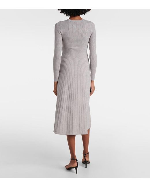 Veronica Beard Gray Nami Knitted Lame Midi Dress