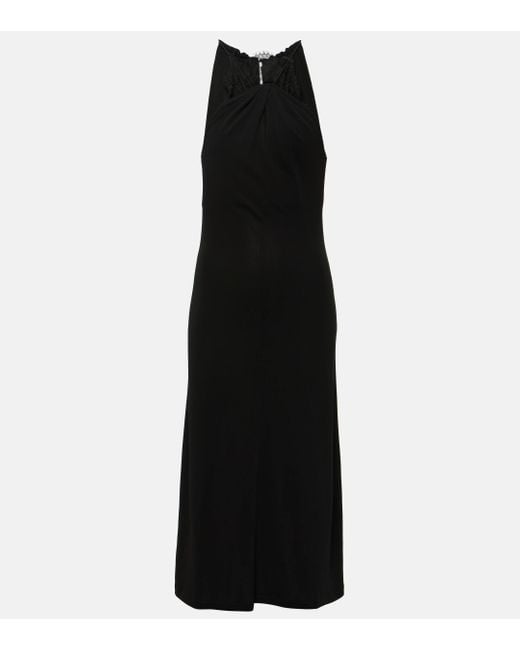 Givenchy Black Lace-trimmed Crepe Midi Dress