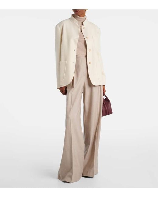 Pantalones Anchos Zulia En Mezcla De Cachemir Max Mara de color Natural