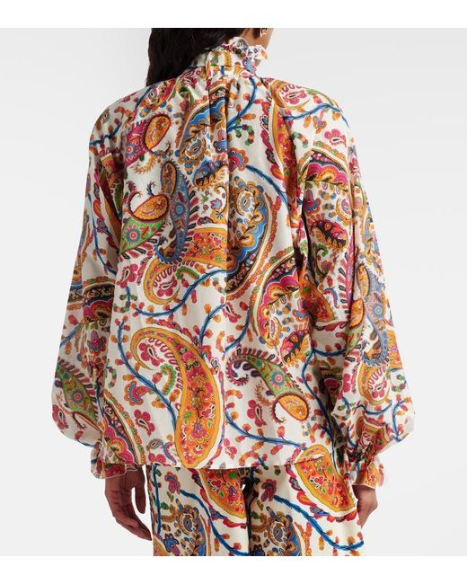 Etro Multicolor Printed Cotton And Silk Blouse