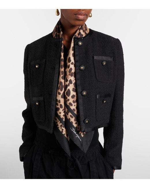 Dolce & Gabbana Black Leopard-Print Silk Scarf